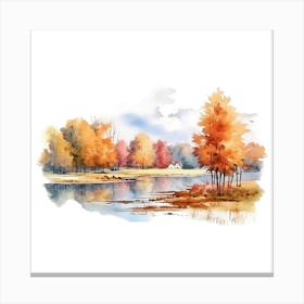 Watercolor Of Autumn Trees Canvas Print