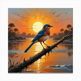 Bird And The Setting Sun Art Print 2 Canvas Print