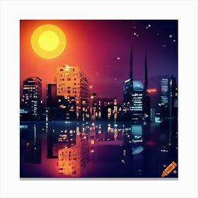 Cityscape At Night Canvas Print