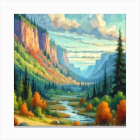 Valley landscape painting Canvas Print