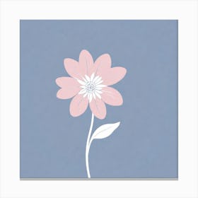 A White And Pink Flower In Minimalist Style Square Composition 246 Canvas Print