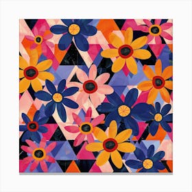 Daisies On Triangles Canvas Print