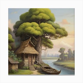 House By The River Canvas Print