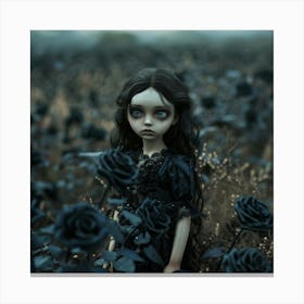 Creepy Doll Girl in Field Canvas Print