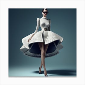 Fashion Model In White Dress 1 Canvas Print