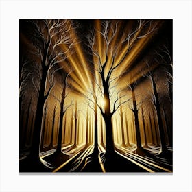 Golden Light In The Forest 4 Canvas Print