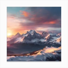 Sunset Over The Mountains Canvas Print