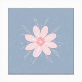 A White And Pink Flower In Minimalist Style Square Composition 457 Canvas Print