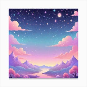 Sky With Twinkling Stars In Pastel Colors Square Composition 317 Canvas Print