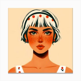 Girl With Freckles and Short Hair Canvas Print