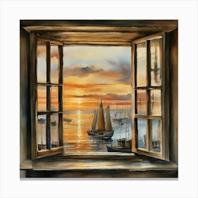 Sunset From The Window Canvas Print