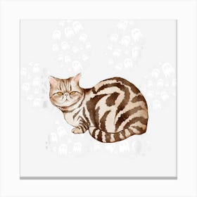 Halloween Brown Tabby Exotic Cat Ghosts Cat Paw Canvas Print