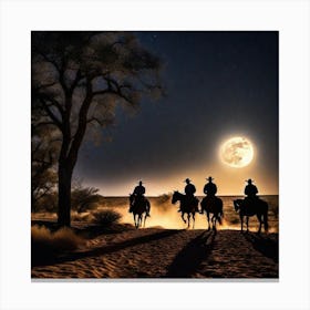 Moonlight Cowboys Canvas Print