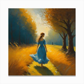 Girl In A Blue Dress Canvas Print