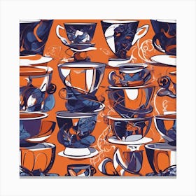 Drew Illustration Of Cup On Chair In Bright Colors, Vector Ilustracije, In The Style Of Dark Navy An Canvas Print