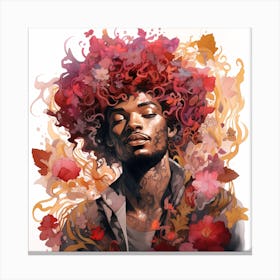 Afro Man With Flowers Canvas Print