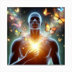 Heart Of Man With Butterflies Canvas Print