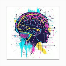 Design Quantum Computing Brain With Glow 1 Canvas Print