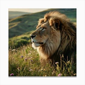 Lion In The Grass 2 Canvas Print