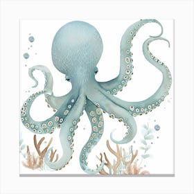 Sleepy Storybook Style Octopus Canvas Print