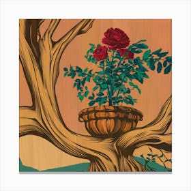 Roses In A Basket 2 Canvas Print