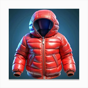 Red Puffer Jacket With A Hood Canvas Print