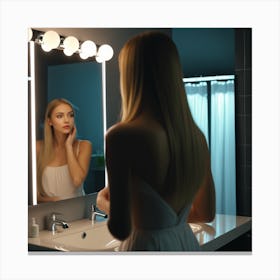 Beautiful Woman In Bathroom Canvas Print