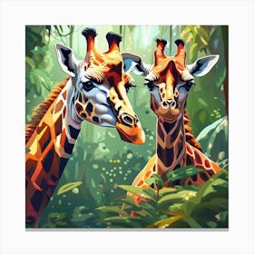 Giraffes In The Jungle Canvas Print