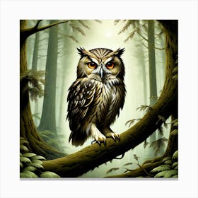 Owl In The Forest 11 Canvas Print