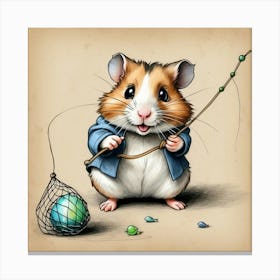 Hamster Fishing 11 Canvas Print