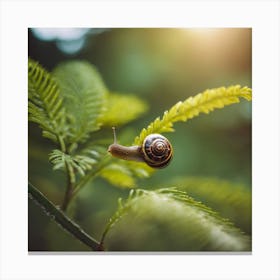 Snail On A Leaf Canvas Print