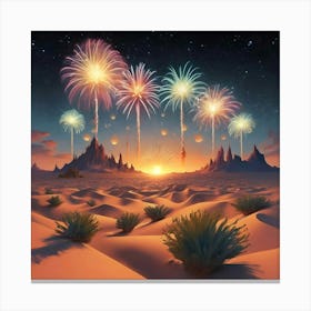 Fireworks In The Desert Canvas Print