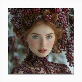 Beautiful Red Haired Girl In Winter Canvas Print