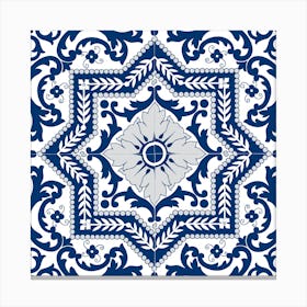 Classic Cobalt Blue Azulejo Panel Canvas Print