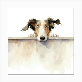 Dog Peeking Over The Fence 4 Canvas Print