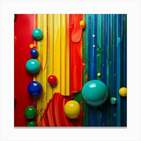 Firefly Red, Green, Blue, Yellow, Signal Colors, 3d, Flowing, Wall, Stripes, Balls, Vibrant, Colorfu (2) Canvas Print