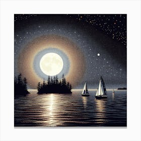 Moonlight Sailboats Canvas Print
