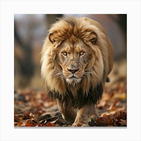 Lion Walking In The Forest 1 Canvas Print