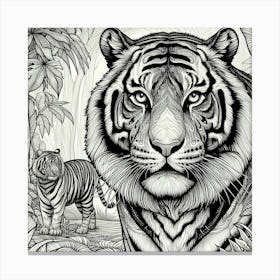 Line Art tiger 3 Canvas Print