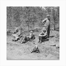 Lumberjacks Resting By Roadside Near Littlefork, Minnesota By Russell Lee Canvas Print