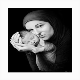 Portrait Of A Woman Holding A Baby Canvas Print