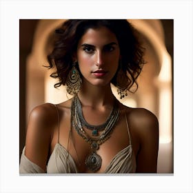 Beautiful Woman With Jewelry Canvas Print