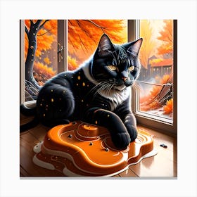 Cat Playing A Game Canvas Print