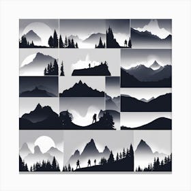 Silhouettes Of Mountains Canvas Print