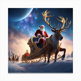 Santa Claus In Sleigh 1 Canvas Print