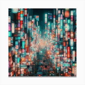 Asian City At Night Canvas Print