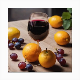 Red Wine And Grapes Canvas Print