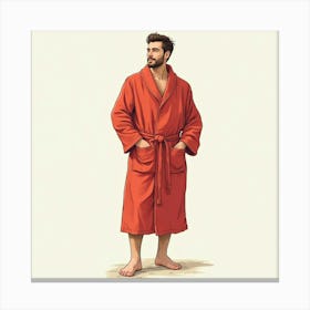 Man In Red Robe Bathroom Canvas Print