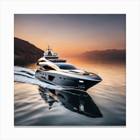 Sunset On A Yacht Canvas Print