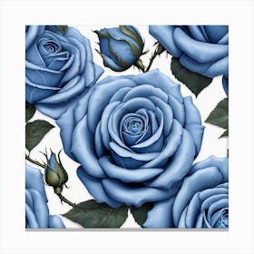 Blue Roses Seamless Pattern 4 Canvas Print